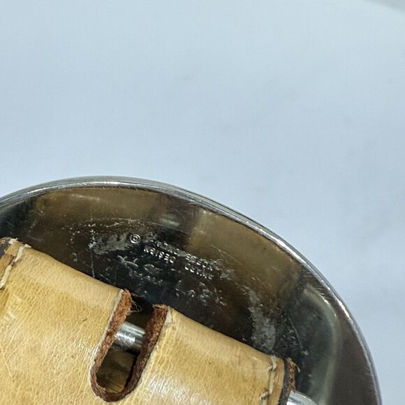 Vintage Western Tooled Leather Belt German Silver Horse Buckle Brown Size 34 - Picture 6 of 16